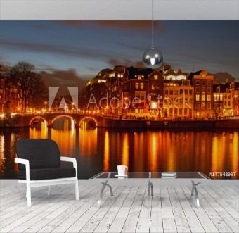 Picture of City scenic from Amsterdam in the Netherlands at night